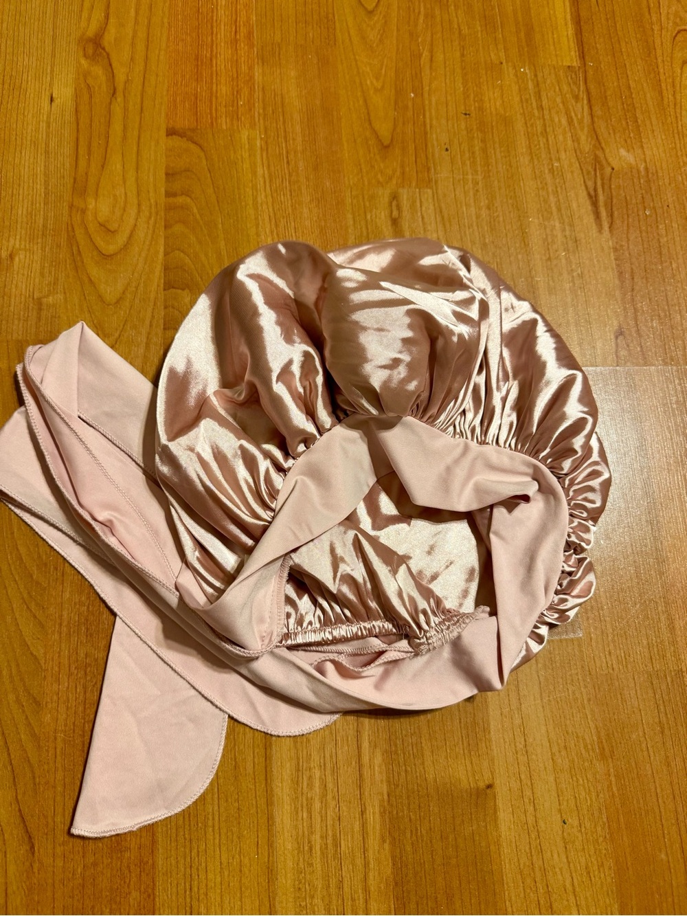 Satin Sleep Hair Bonnet with Tie - Baby Pink